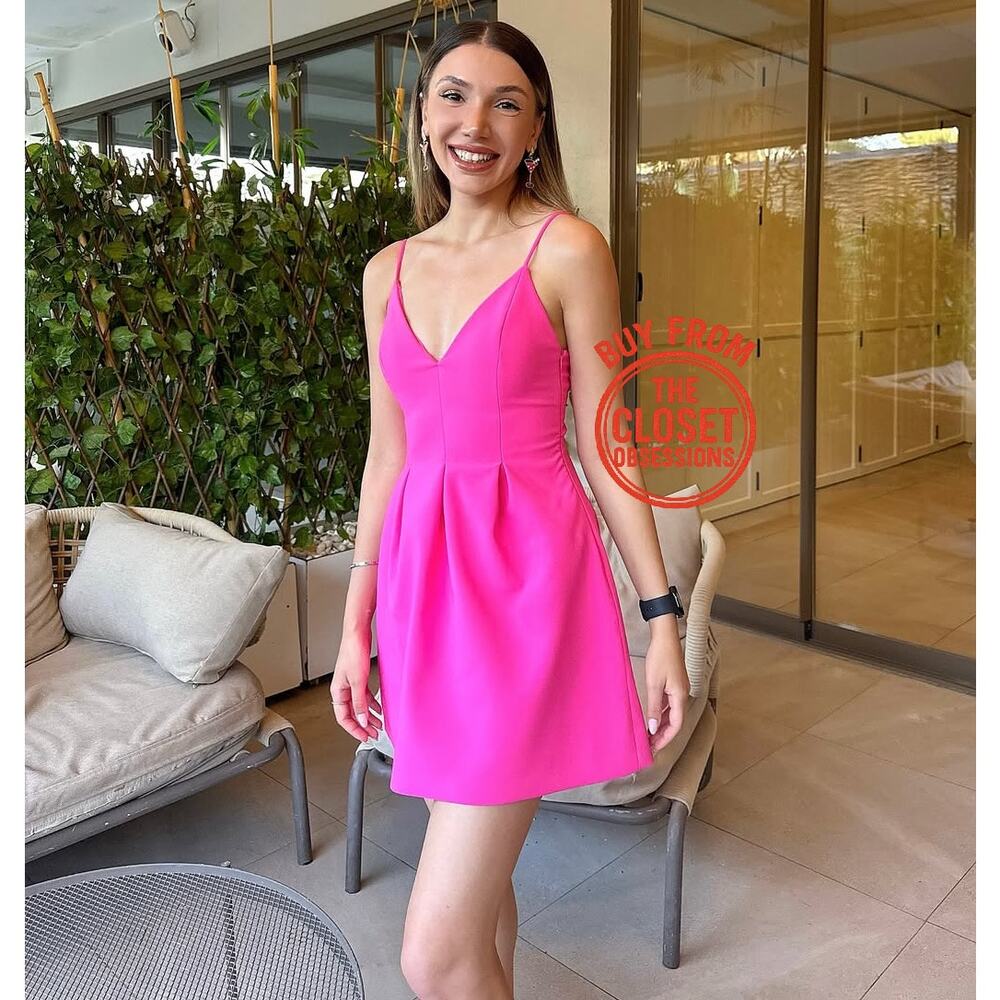 ZARA Pink Fuchsia Mini Dress NWT Fit Flare A Line Party Graduation Dress XL - Picture 14 of 16